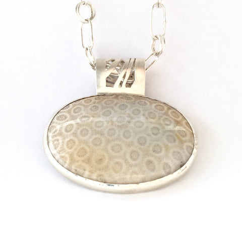 Reversible Fossilized Coral Pendant